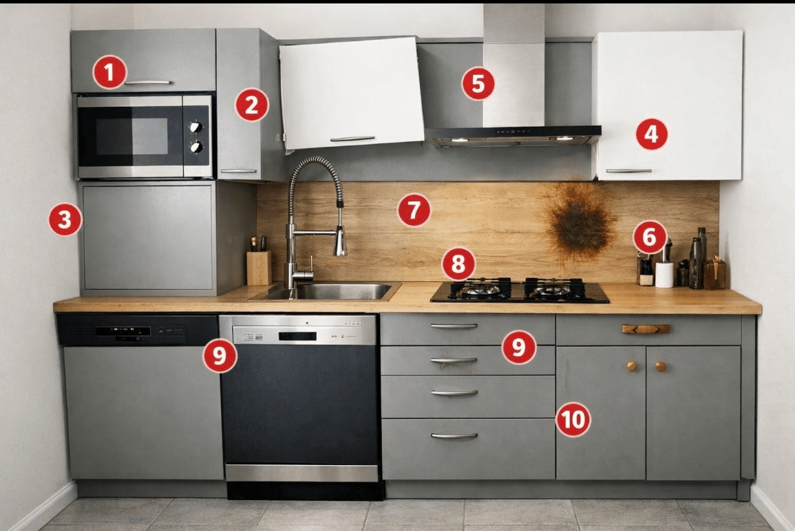 “Hier zijn de 10 fouten die in deze keuken zichtbaar zijn”
